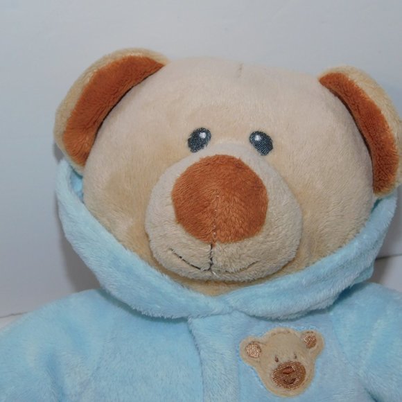 2016 Ty Baby Blue Bear 10" stuffed Tan Bear in Blue Hooded Pjs Pajamas Plush - Picture 3 of 7